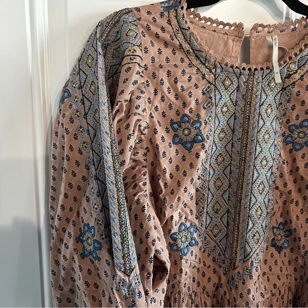 Anthropologie Embroidered Blouse with Puff Sleeves Sz XL - Picture 6 of 8